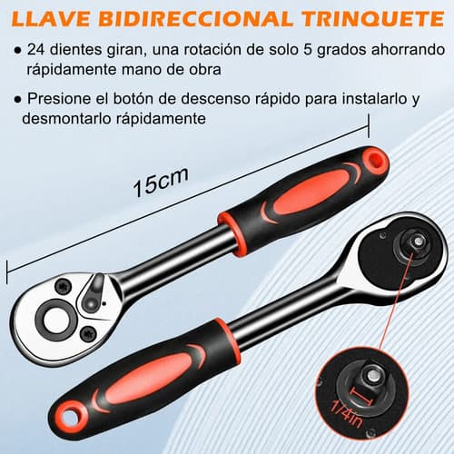 Caja Herramientas Set Kit Juego Dados Chicharra Llaves Corona 53 Piezas Tecnopro