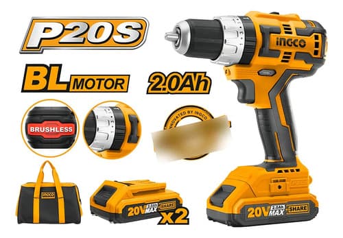 Taladro 20v Brushless C Percutor 13mm Ingco Cidli20608. Hnt Color Amarillo