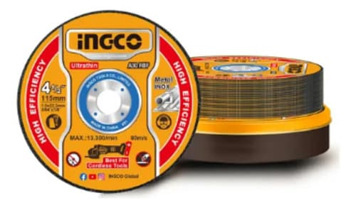 Set 25 Discos Corte Ultrafino 4 1/2'' Metal E Inox Ingco Naranja