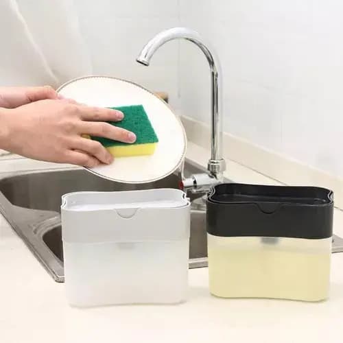 Dispensador Lavaloza Lavaplatos Jabón Con Esponja Jabon Color Gris