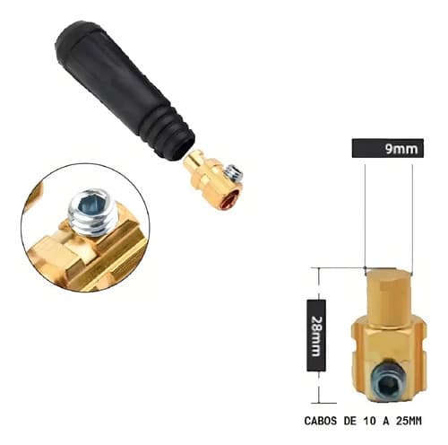 Kit De Conectores De Soldadura Inverter De 9 Mm Para 4 Conectores Macho Y 4 Hembra