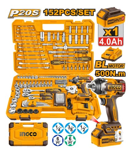Set 152 Herramientas Ingco Combinada Llave De Impacto 500nm Color Naranja