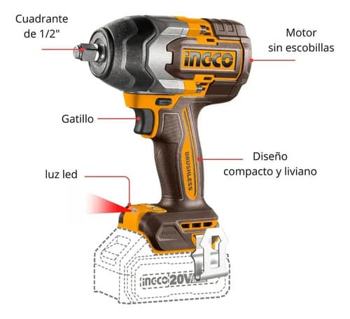 Llave De Impacto + Taladro + Sierra Circular + Maleta Ingco Color Amarillo 50hz/60 Hz