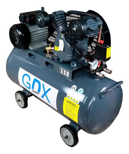 Compresor 100 Litros Gdx 3hp C/polea Doble Cabezal Gris Oscuro Monofásica
