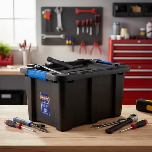 Caja Contenedor Plastico Apilable Negro 40lt Wadfow Wtb3340 Negro