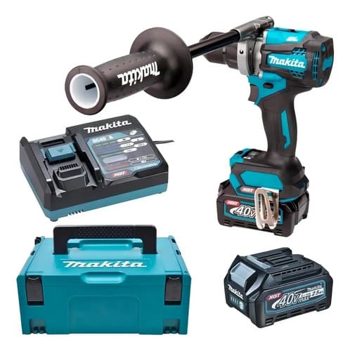Taladro Percutor Atornillador Inalámbrico De 13mm Makita Hp001gd201 + Accesorio Con Makpac Turquesa