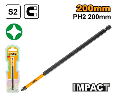 Punta Ph2 200mm Largas Impacto Ingco Imantada Sdbim71ph2200