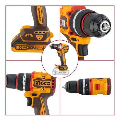 Taladro Atornillador 55nm Incluye Bateria Y Cargador Ingco Color Amarillo Naranja Claro 50/60