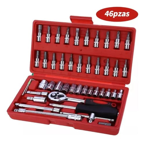 Juego Dados Chicharra Generac 46 Piezas Caja Herramientas Rojo