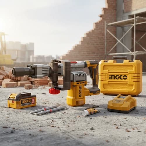 Martillo Demoledor 20v 16j 35mm Ingco Accesorios Cdbli203582 Naranja Claro