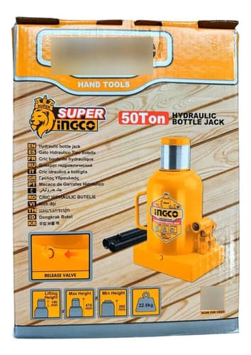 Gato Hidráulico Botella Ingco Hbj5002 50 Tons 47cm