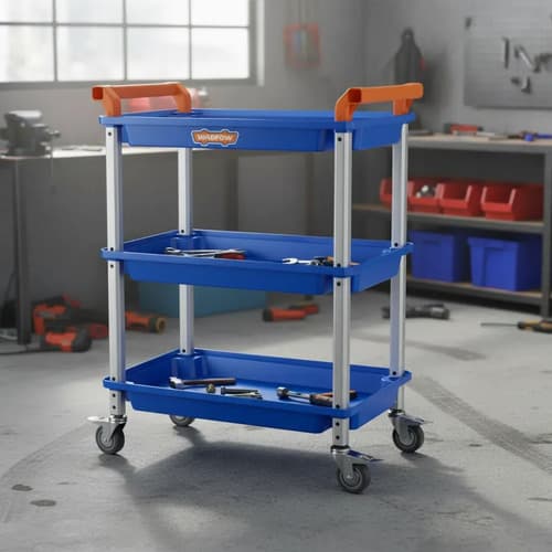Carro De Carga 90kg Con 3 Bandejas Wadfow Wwb5307 Azul