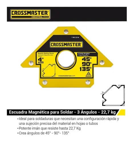 Escuadra Magnética Soldar 23kg-3 Ángulos Crossmaster 9932264