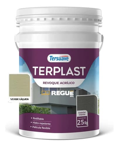 Revoque Acrílico Terplast Rodillable 25kg Tersuave - Regué Color Verde Liquen Hazel
