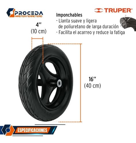 Carretilla Concha Plástica 6 Ft Imponchable B/tubular,truper Negro