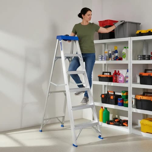 Escalera Aluminio Acceso Tapa Plastica 6 Escalones Wadfow Acero