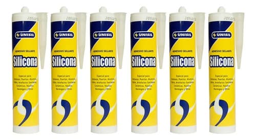 Silicona Acética Transparente 280ml Unisil Pack X6 Sellado Y Reparación