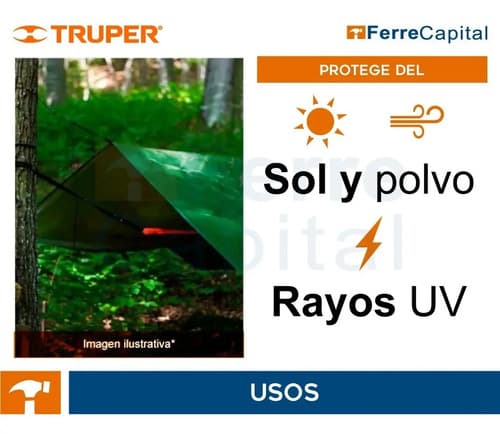 Lona Uso Rudo, Verde Olivo, 6 X 12 M, Truper Expert 16379