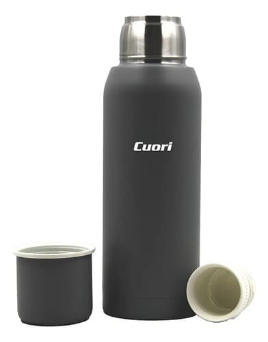 Termo Cuori 1l Acero Inoxidable Recubierto Tapón Cebador Color Negro