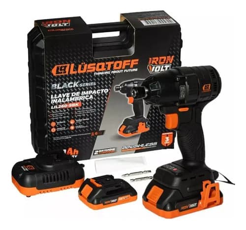 Atornillador De Impacto Lusqtoff 18 V Sin Carbones Lil260-9bk Color Negro