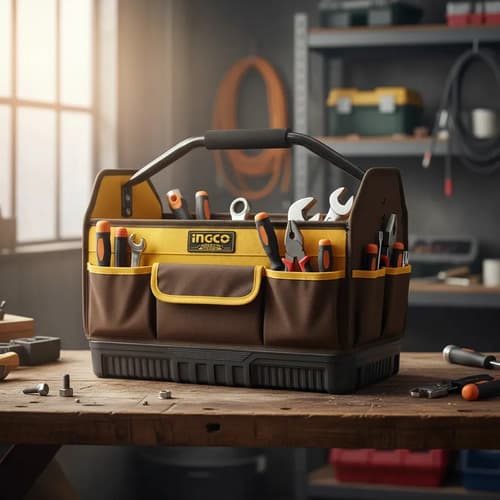 Bolso Industrial Portaherramientas C/ Manilla Ingco Htbgl04 Amarillo