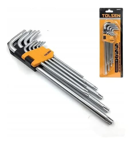 Juego Llaves Allen Torx Extra Largas 9 Pzas Tolsen 20057 Plateado