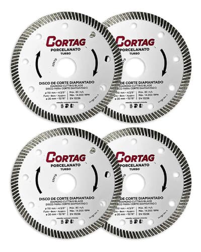 Kit 4 Disco Diamantado Turbo 110mm Cortag Blanco Fino