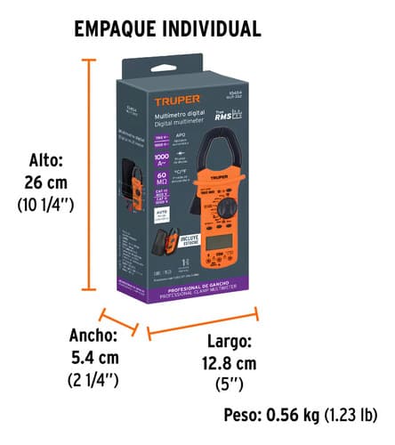 Pinza Amperimétrica Digital Tester Multimetro 1000amp Truper