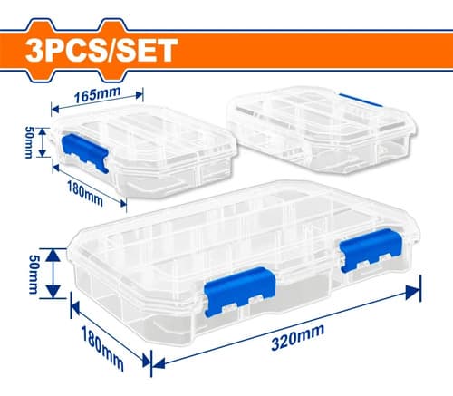 Set X3 Organizador Transparentes Pp 2 Chicos + 1 G Wadfow