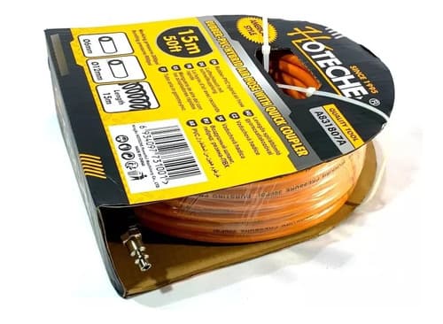 Manguera Aire Compresor 1/4 6x12mm 15 Mts C/ Acoples M62 Naranja Claro
