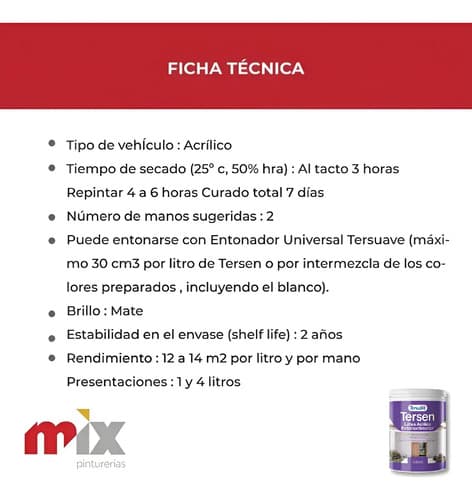Latex Interior Colores Mate 1 Lts Tersen Tersuave - Deacero Color Tostado Armonia