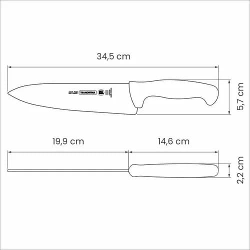 Cuchilla Carne 8'' Inox Mango Blanco Tramontina 24609/088