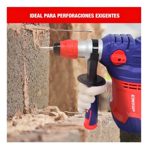 Rotomartillo Sds Plus Emtop Erhrp1502 Industrial 1500w 5.5j Color Rojo
