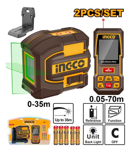 Nivel Laser 35m + Medidor De Distancia 75m Ingco Cosll0401