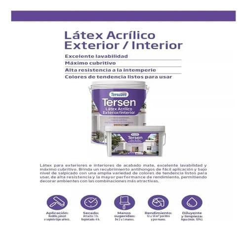 Latex Interior Vs Colores Tersen Tersuave X 1l / Camino 1 Color Verde Energía