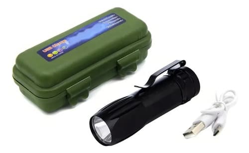 Linterna Recargable Camping Pesca Taller Lampara Foco Color De La Linterna Negro Color De La Luz Blanca Blanco