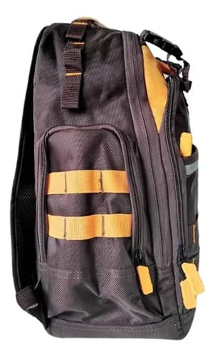 Maleta Espalda 45cm + 17 Bolsillos + Portahe Morral Maletin Color Marrón/naranja