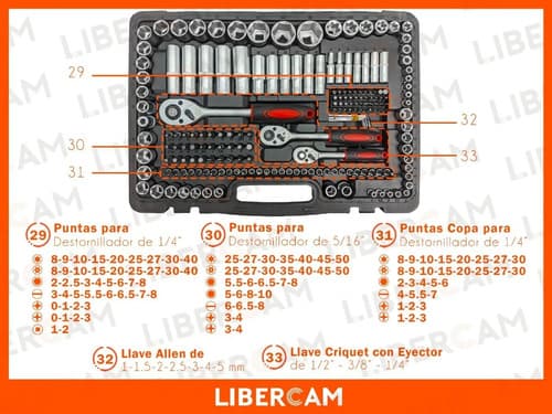 Set Juego De Tubos Llaves Y Puntas 216 Piezas Valija Caja