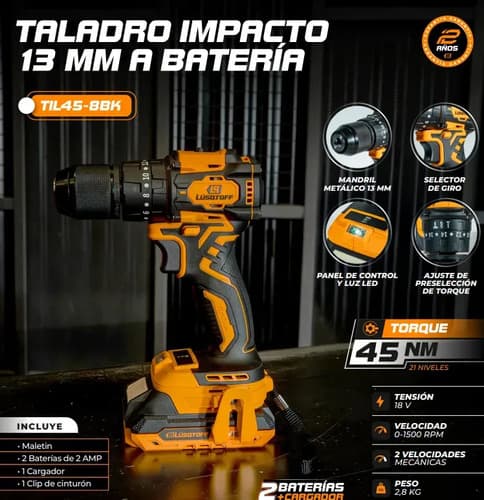 Taladro Lüsqtoff Profesional Til45-8bk Maletín De Transporte Naranja 50