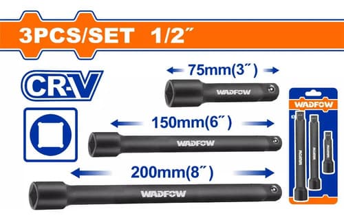 Set X 3 Barra De Extensión Dado Impacto 1/2  Wadfow Wms7403