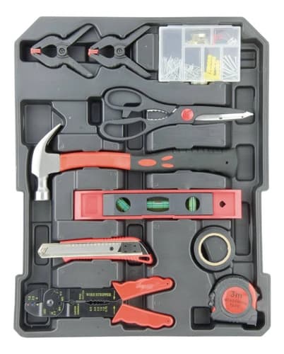 Kit De Herramientas 186 Piezas Valija De Aluminio Set Comple Rojo