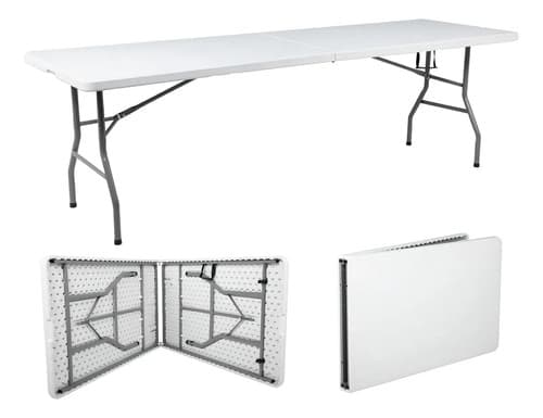 Mesa Plegable Valija 180 Exterior Interior Blanco