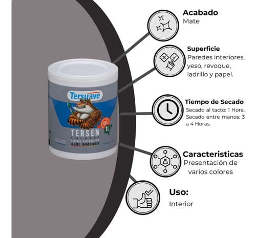 Latex Interior Tersen Mate 1 Litro Tersuave Color Azul