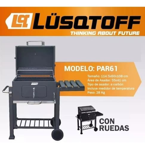 Parrilla Móvil Lüsqtoff Par-61 1.08m De Ancho 1.145m De Alto Negro