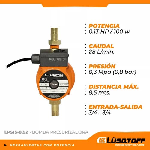 Bomba Elevador Presión Presurizadora 8.5m Lusqtoff Automátic