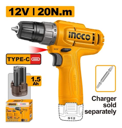 Atorn. A Bateria 12v Usb Tipo C Con Bateria 1.5ah Ingco Naranja Claro 12v