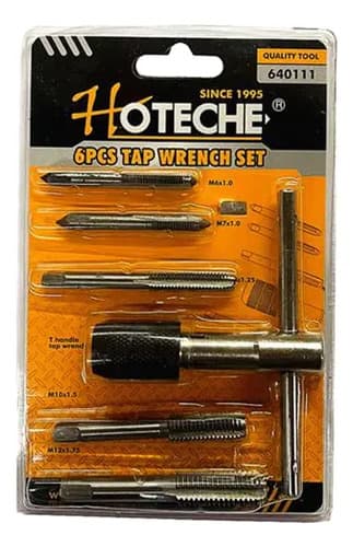 Tarraja Manual Macho Para Hilos Tornillo Pernos 6 Pz Hoteche Color Naranja