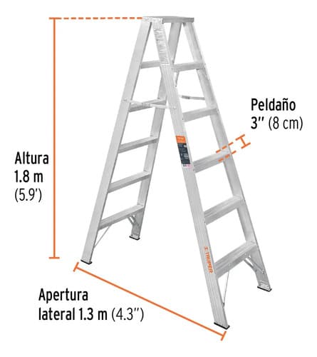 Escalera Doble De Tijera Truper® Tipo Ii, Aluminio, 10496 Color Aluminio