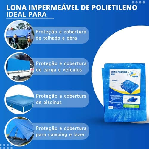 Lona Impermeable De Polietileno Azul Reforzada 2x3