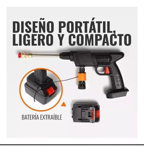Hidrolavadora Bateria Inalambrica Sin Canilla Multiusos Color Negro